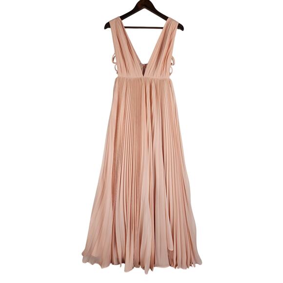 Free People x Fame & Partners Allegra Long Pleated Dress Pink Women’s SZ 8 - Picture 4 of 16